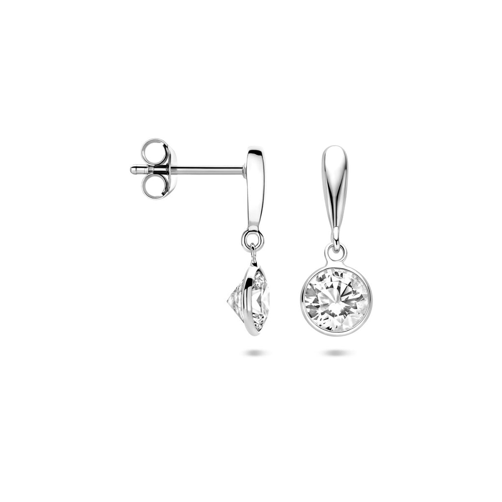 Ohrhänger Zirkonia 18 mm silber rhodiniert