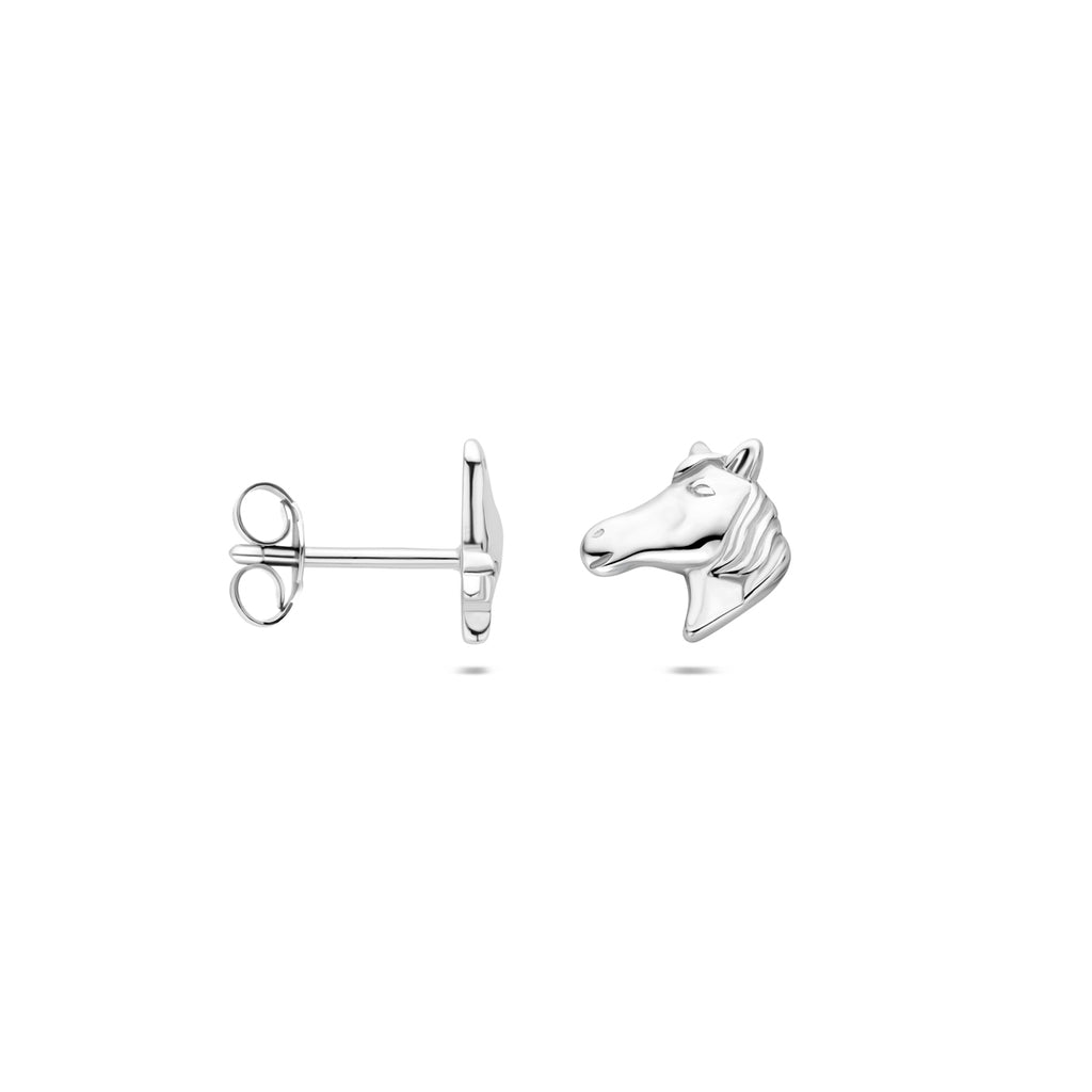 oorknoppen paardenhoofd zilver wit