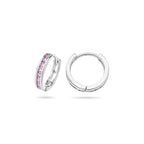 Klappohrringe rosa Zirkonia 12,5 mm rhodiniertes Silber