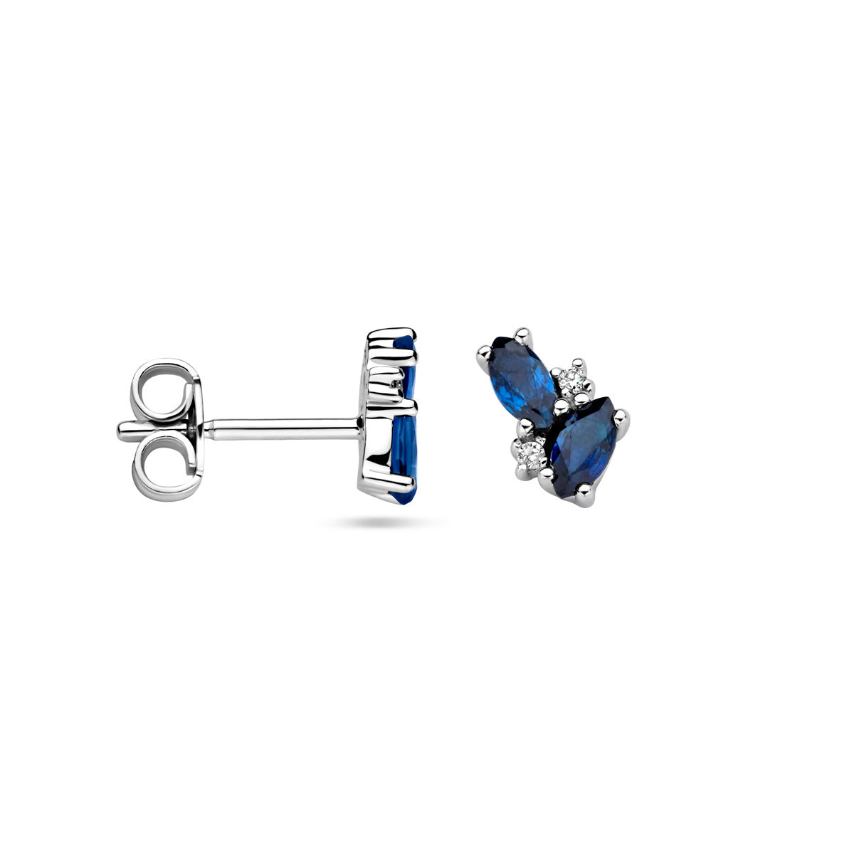 Ohrstecker Saphir und Diamant 0,02 ct (2x 0,01 ct) h p1 14K Weißgold