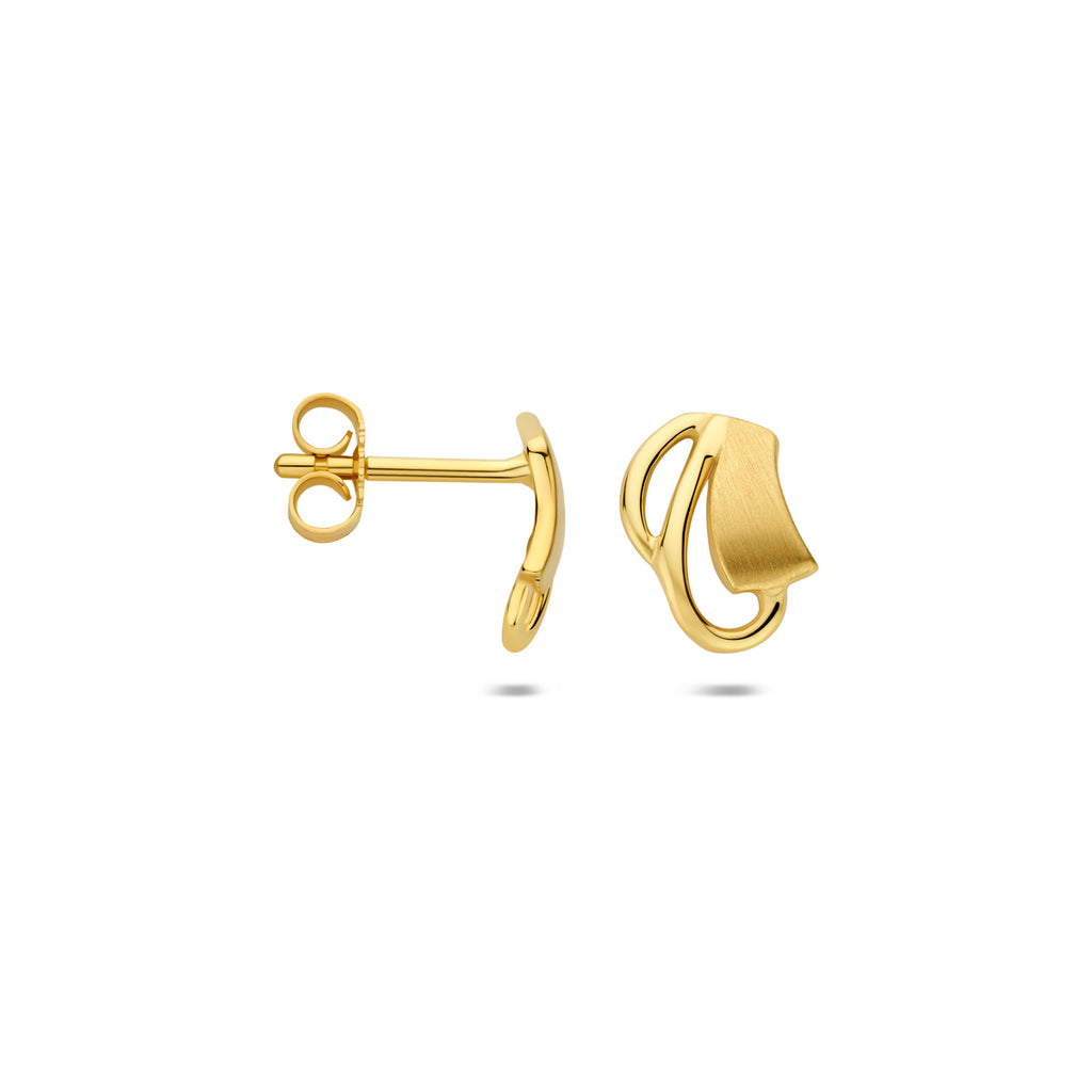 oorknoppen poli/mat 14K geelgoud