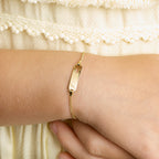 Gravurarmband Herz Gourmette 4 Seiten geschliffene Platte 5,0 mm 14K Gelbgold