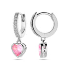 Ohrringe Herz rosa und weiß Zirkonia Silber rhodiniert