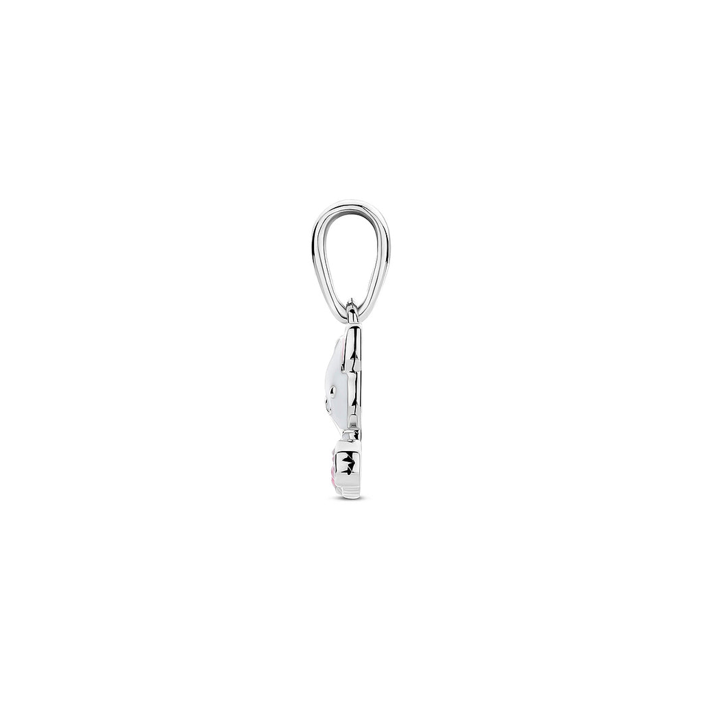 Anhänger Emaille Katze 16 mm rhodiniert Silber