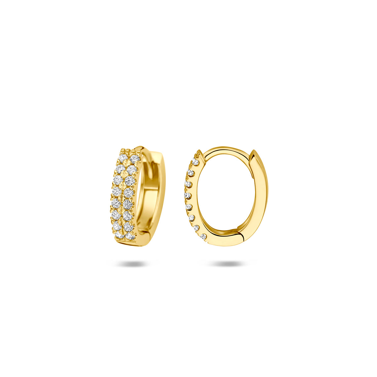 klapoorringen ovaal zirkonia 12 mm 14K geelgoud - ovaal