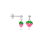 oorhangers aardbei emaille zilver gerhodineerd