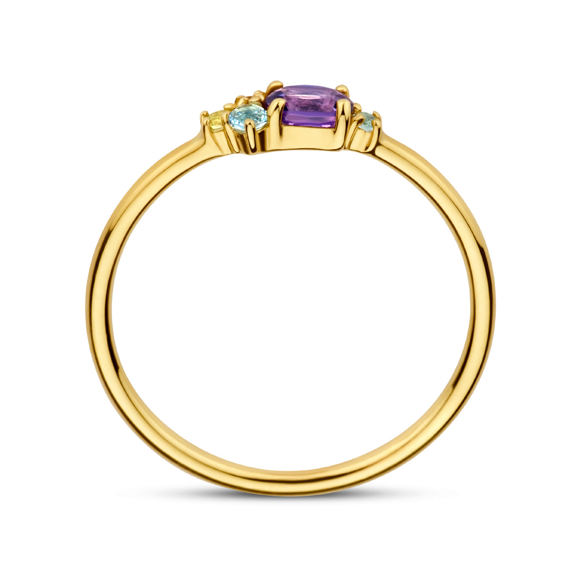 ring natuurlijke kleurstenen 0.16ct 14K geelgoud