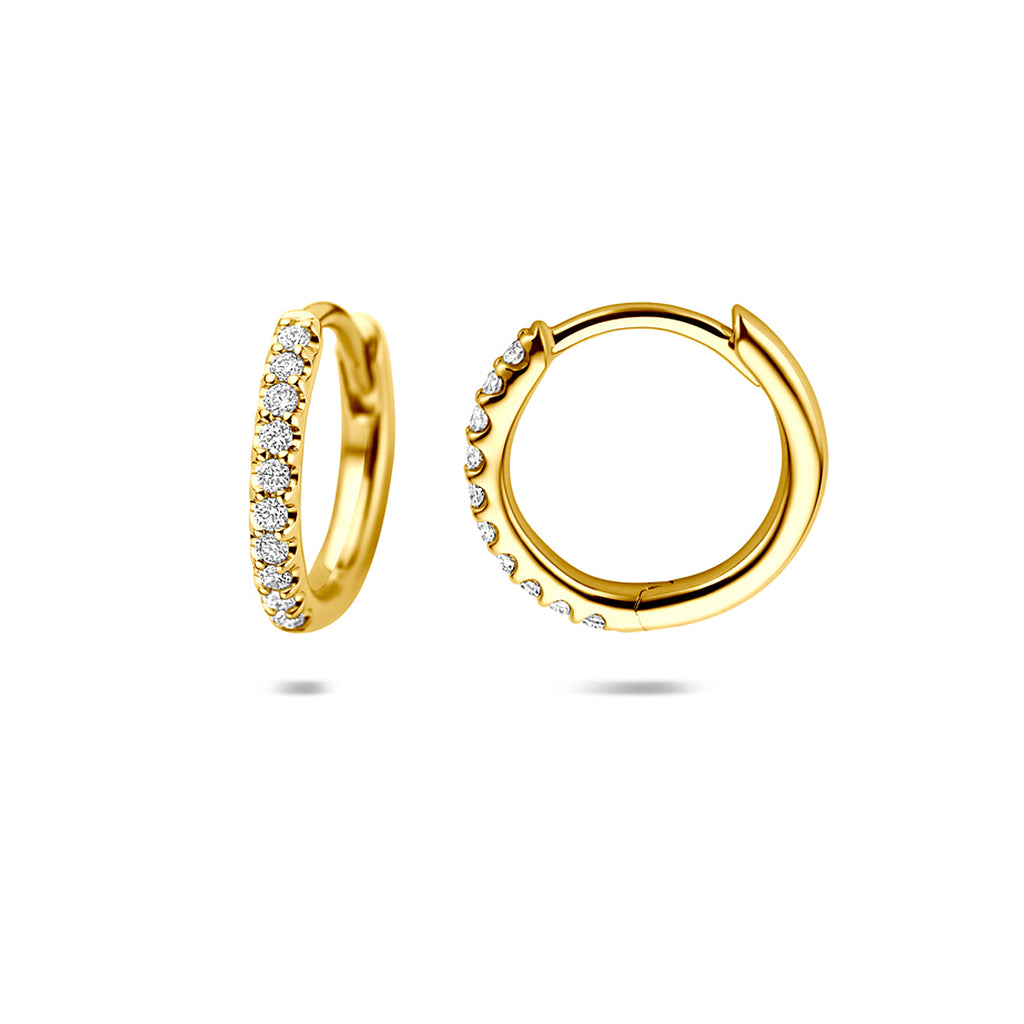 klapoorringen lab grown diamant 0.14ct (2x 0.07ct) g vs 12 mm 14K geelgoud