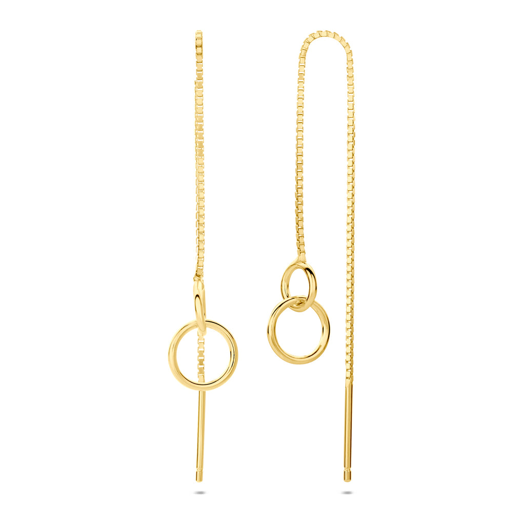 doortrekoorbellen ringetjes 95 mm 1 micron zilver verguld (geel) - rondje,bolletje,ringetje,draad