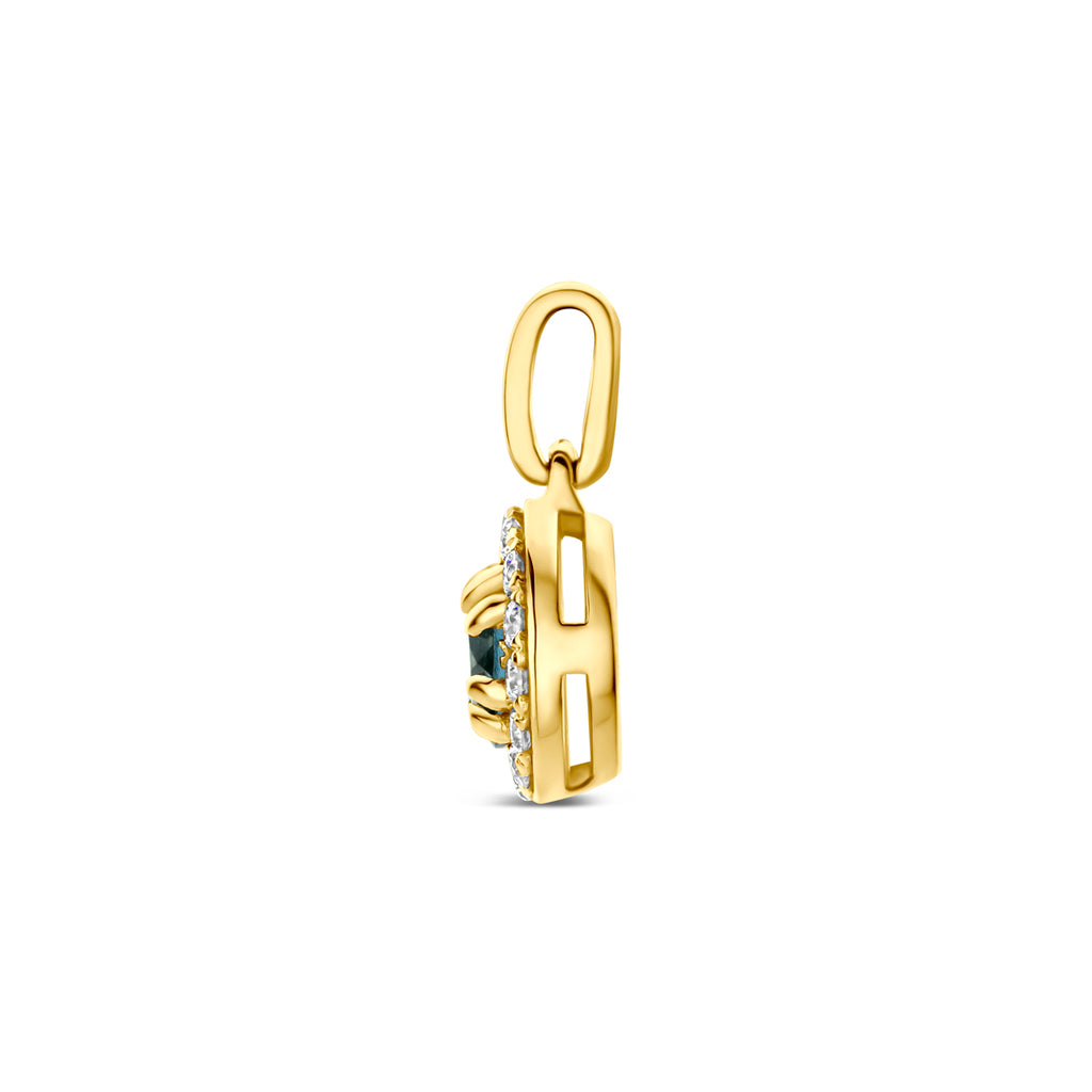 hanger london blue topaas en lab grown diamant 0.08ct f vs 7 mm 14K geelgoud