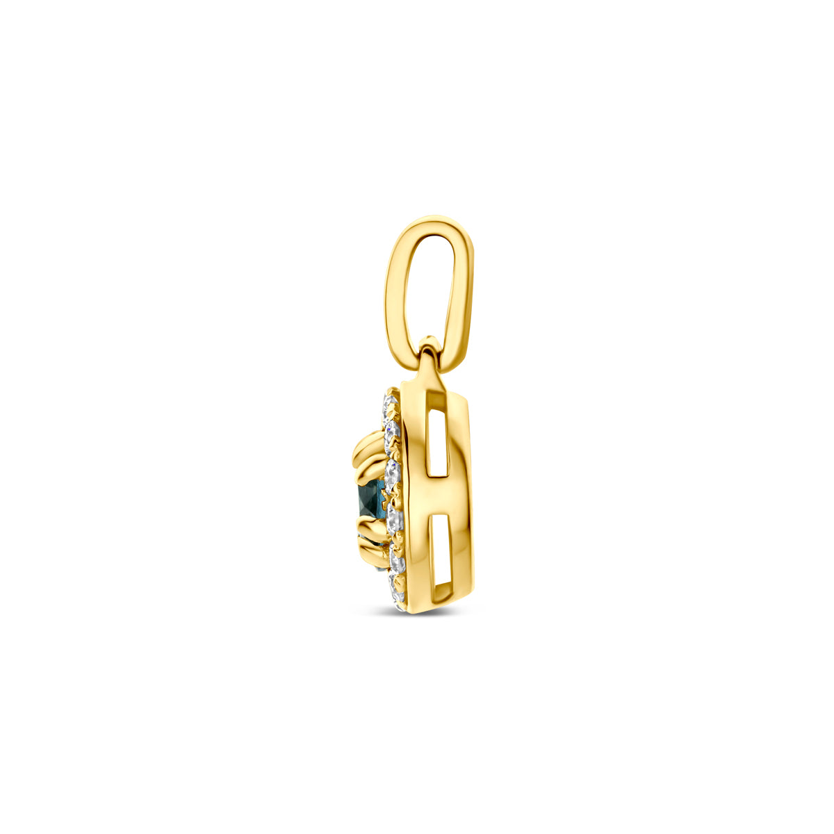 hanger london blue topaas en lab grown diamant 0.08ct f vs 7 mm 14K geelgoud