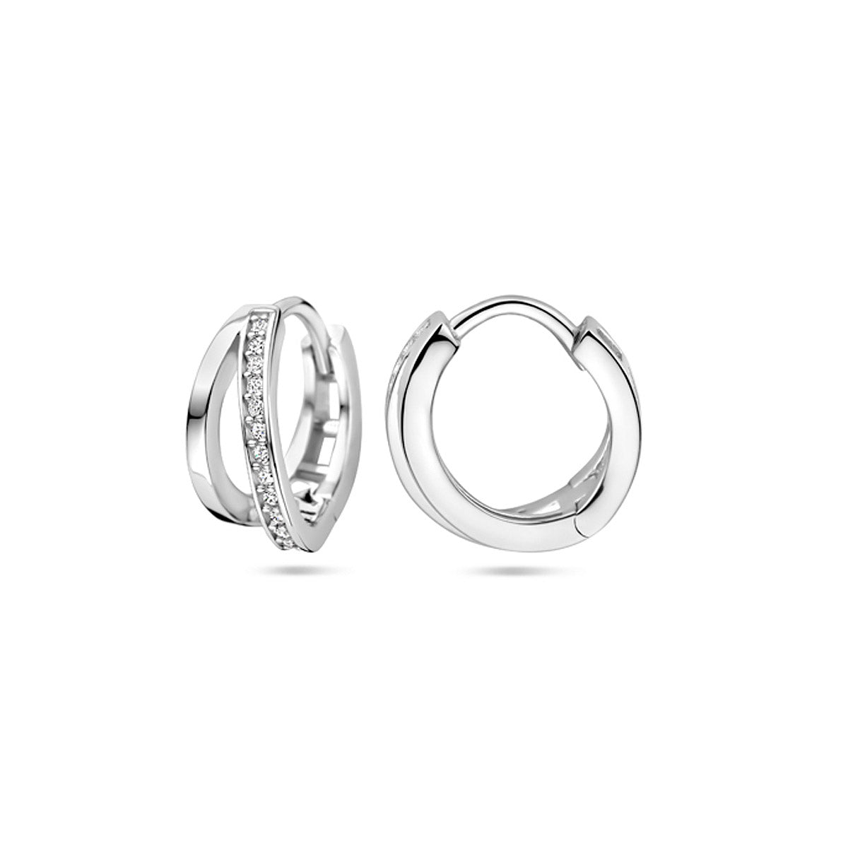 Klappcreolen Zirkonia 12,5 mm Silber rhodiniert