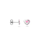 Ohrstecker Emaille Herzen Zirkonia 6 mm rhodiniertes Silber