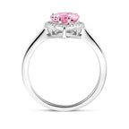 Ring weiß und rosa Zirkonia Halo Silber rhodiniert