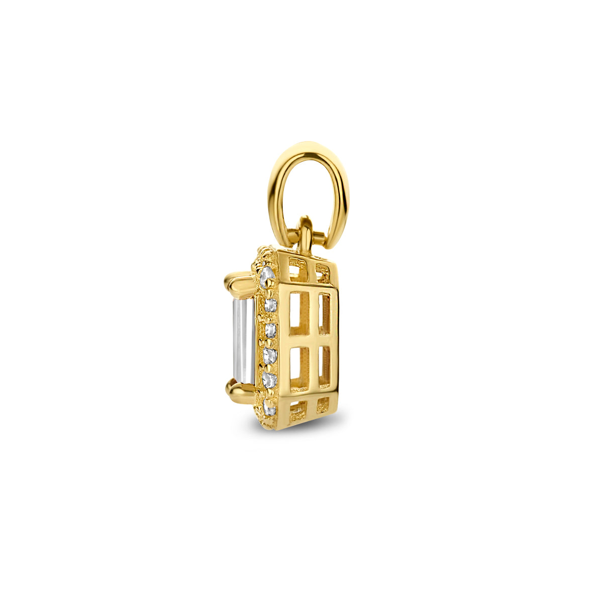 Anhänger Zirkonia Halo 12 mm 14K Gelbgold