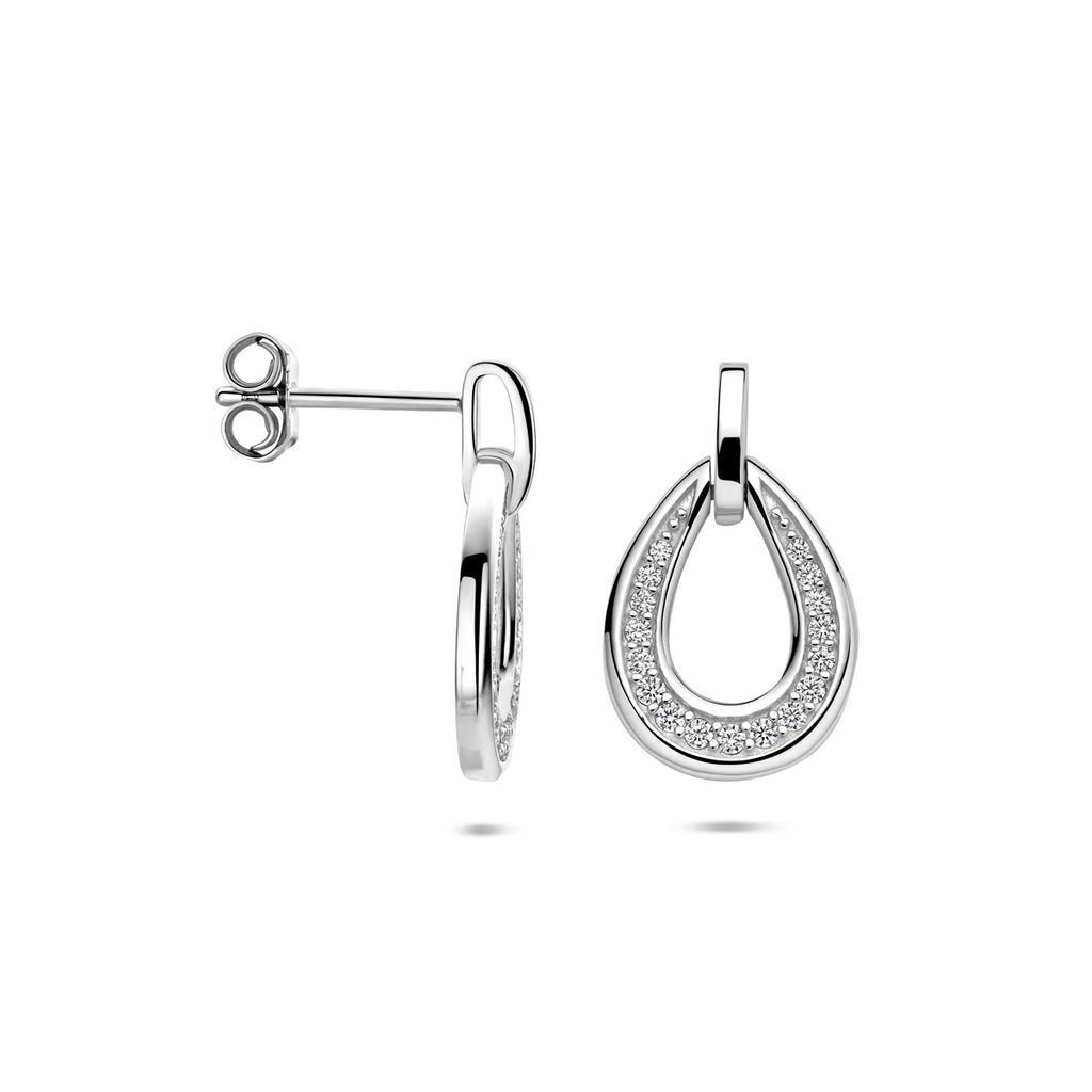 Ohrhänger Tropfen Zirkonia 19 mm Silber rhodiniert