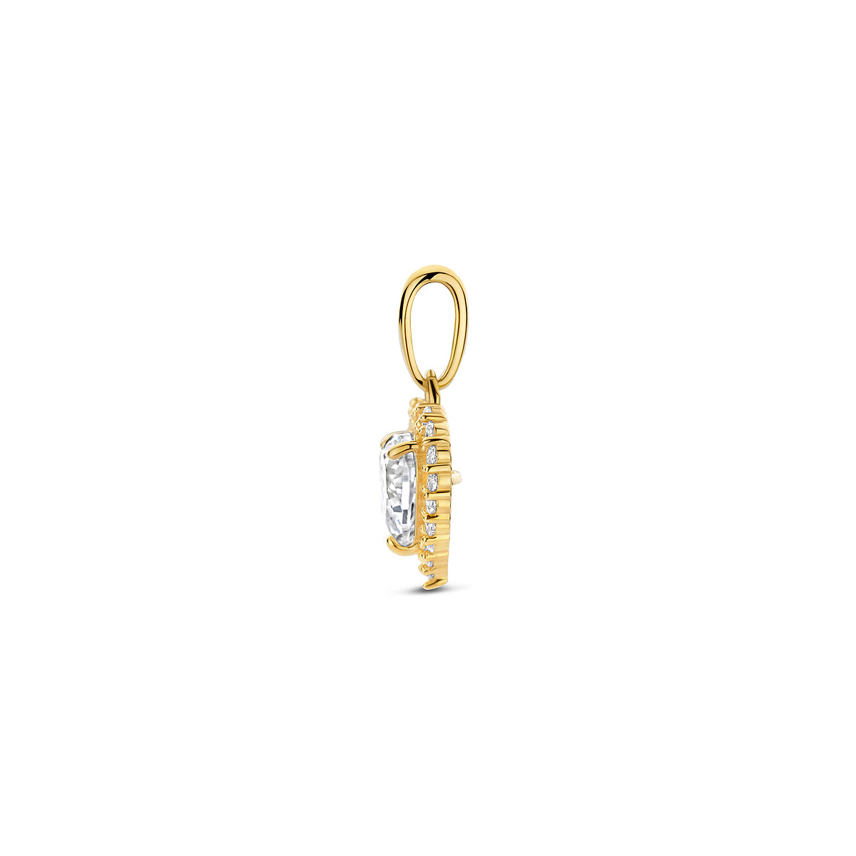 hanger hart zirkonia 14K geelgoud