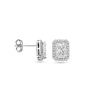 Ohrstecker Zirkonia Halo 9,5 mm Silber rhodiniert