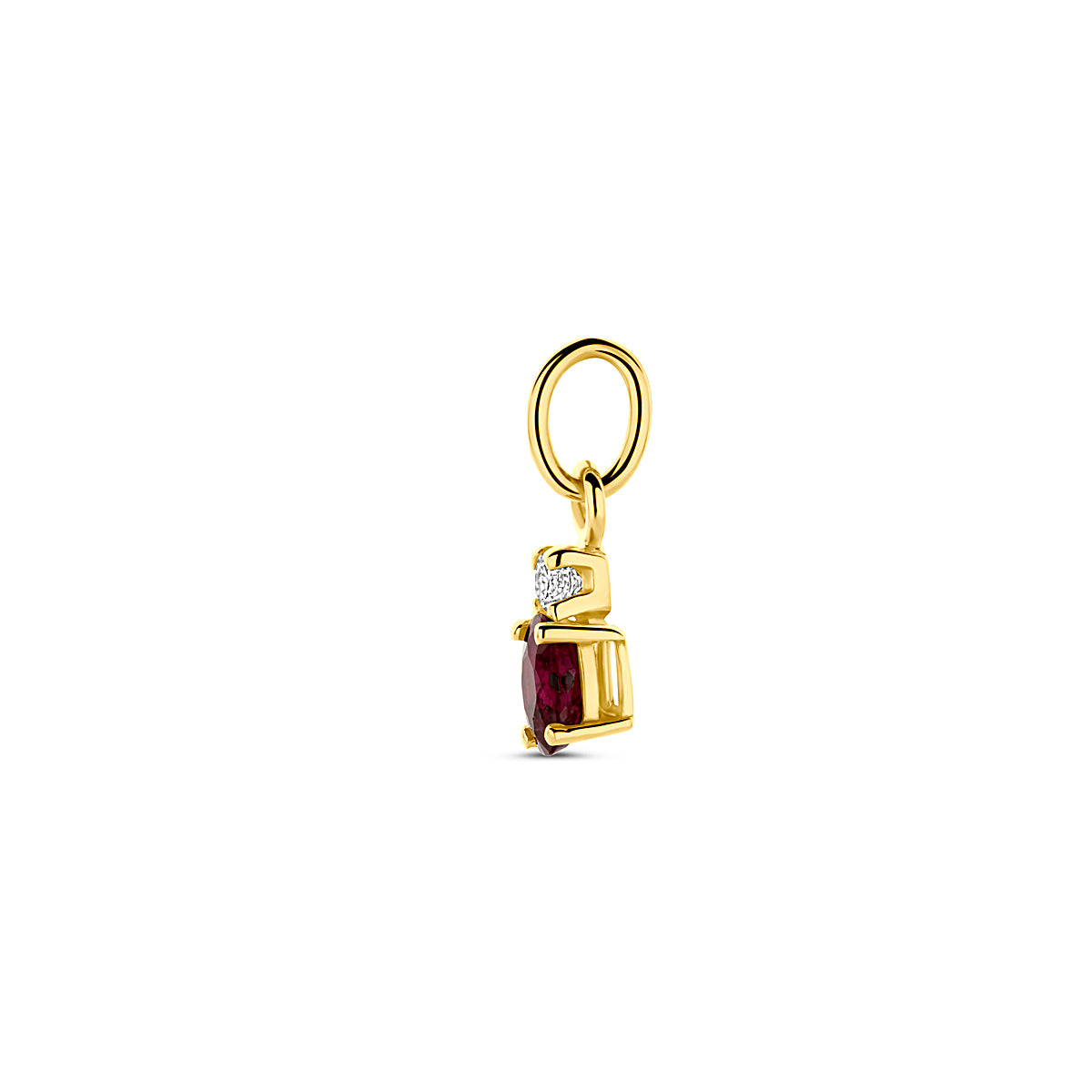 Anhänger Rubin und Zirkonia 12 mm 14K Gelbgold