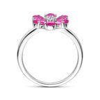 ring bloem wit en roze zirkonia zilver gerhodineerd
