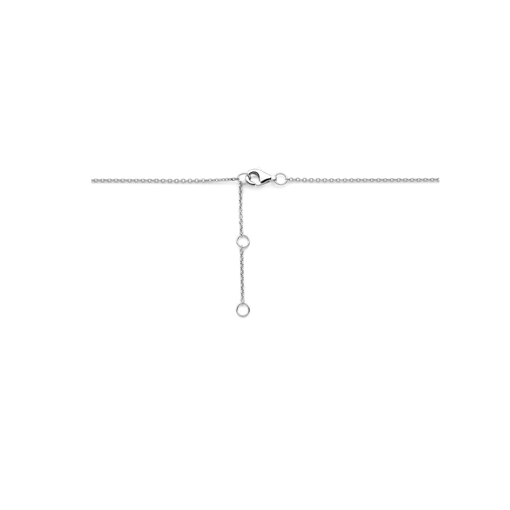 collier druppel zirkonia 41 - 43 - 45 cm zilver gerhodineerd