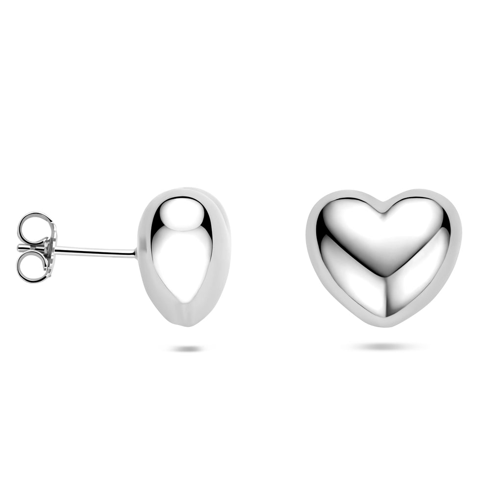 Ohrstecker Herz 13 mm Silber rhodiniert