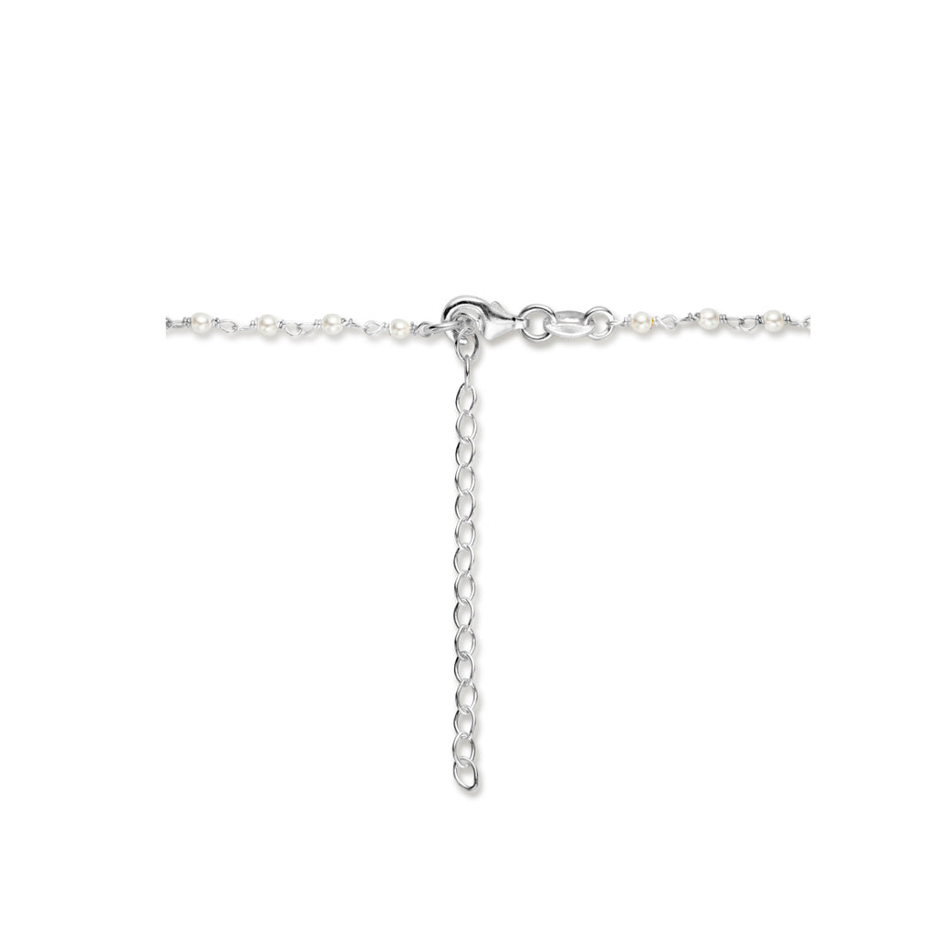 collier parels 45 + 5 cm zilver gerhodineerd