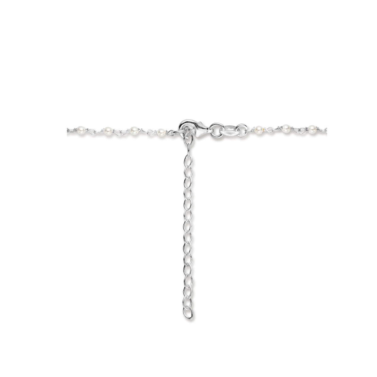 collier parels 45 + 5 cm zilver gerhodineerd