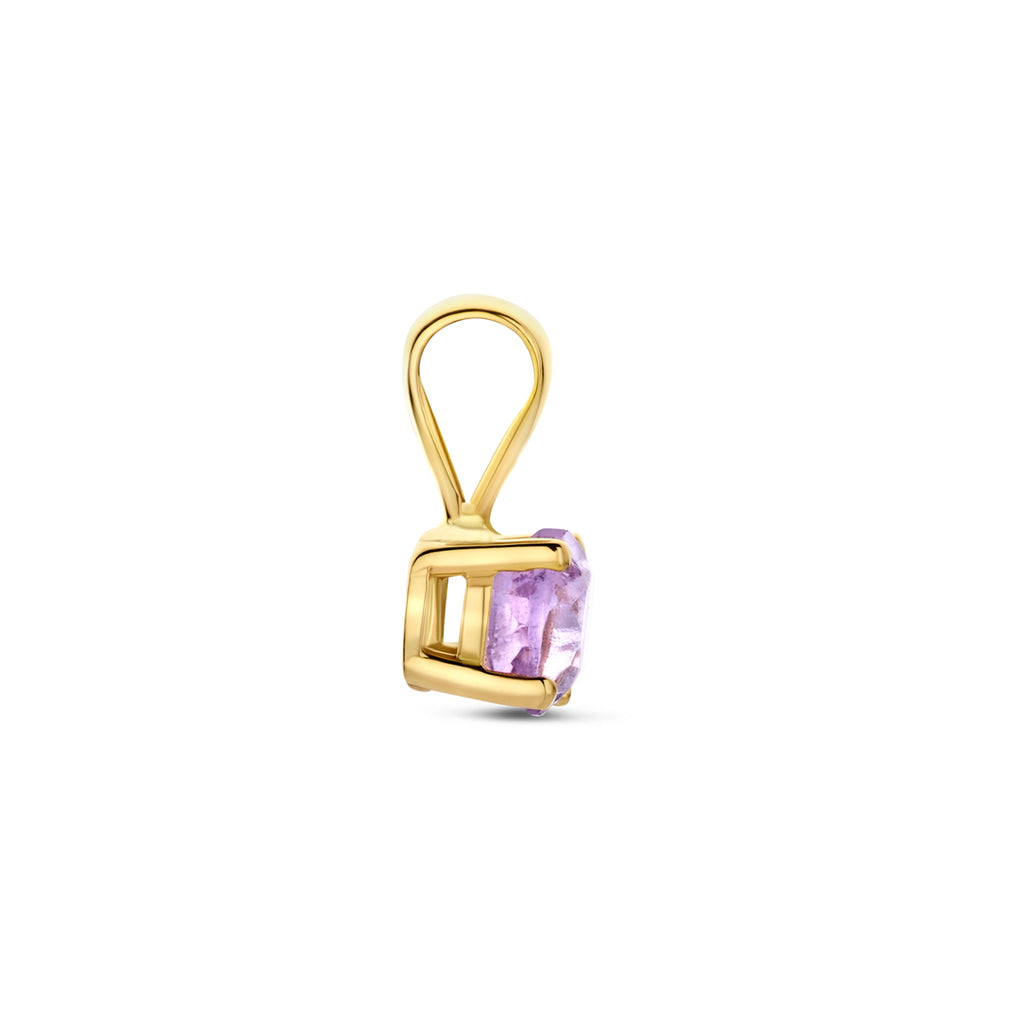 hanger amethist 9 mm 14K geelgoud