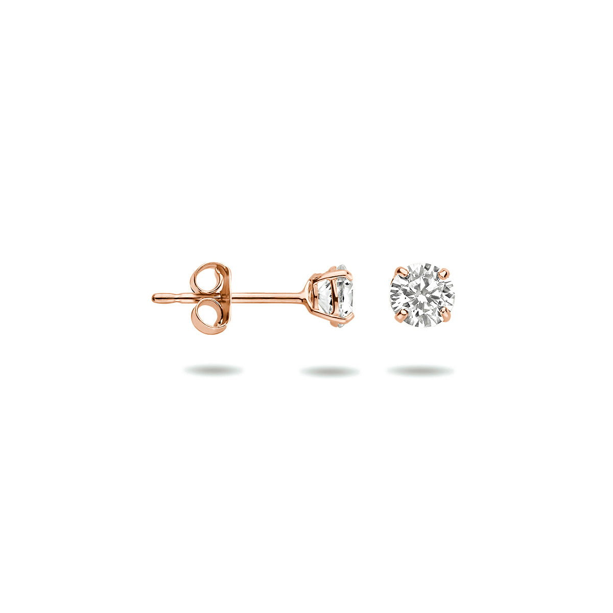 oorknoppen zirkonia 4 mm 14K roségoud