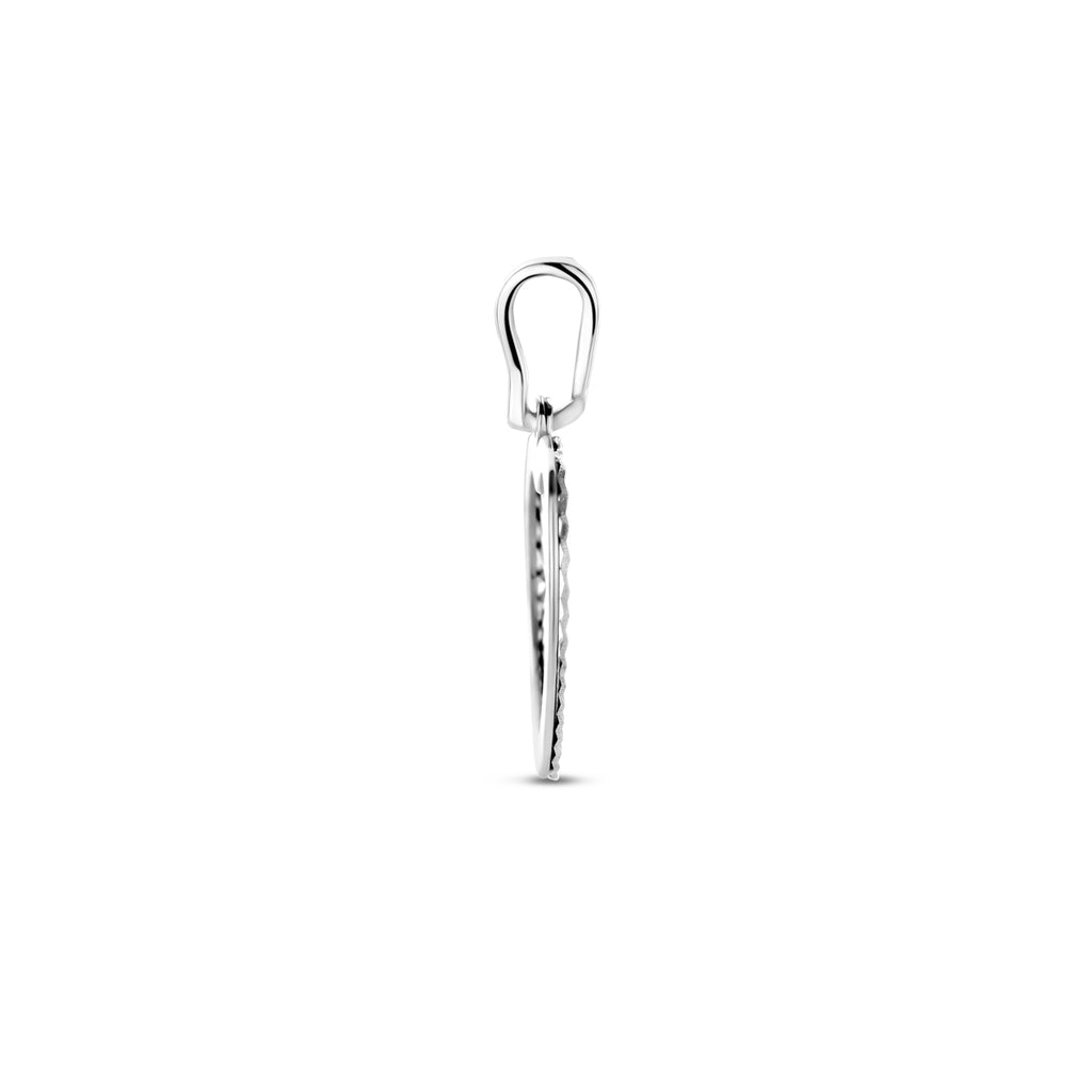 hanger hart gediamanteerd 12 mm zilver gerhodineerd