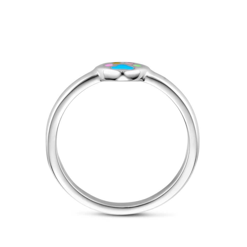 Ring Emaille Herz Hundepfoten Silber rhodiniert
