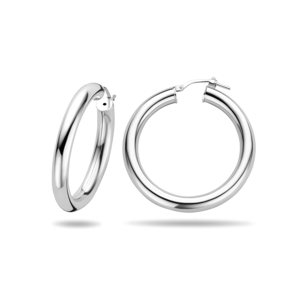 oorringen 5,0 mm ronde buis zilver wit