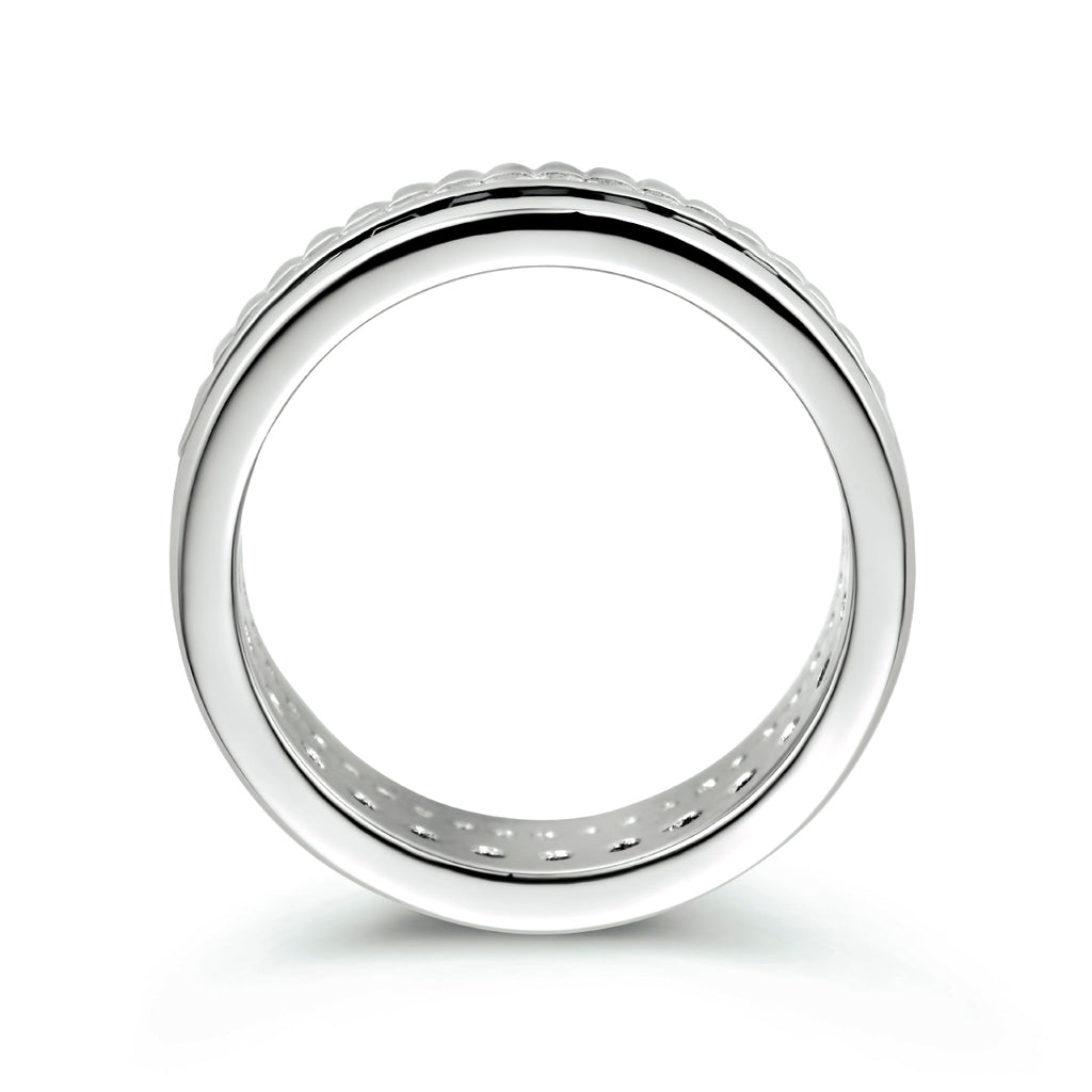 Ring aus schwarzem und weißem Zirkonia, Silber rhodiniert
