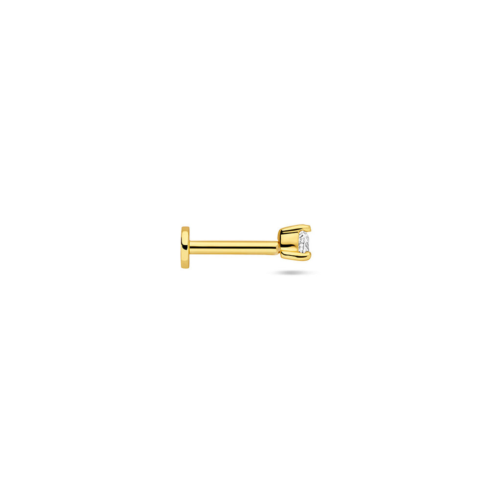 Flat Back Piercing Zirkonia Herz 3 mm 1 Mikron Gelbvergoldet