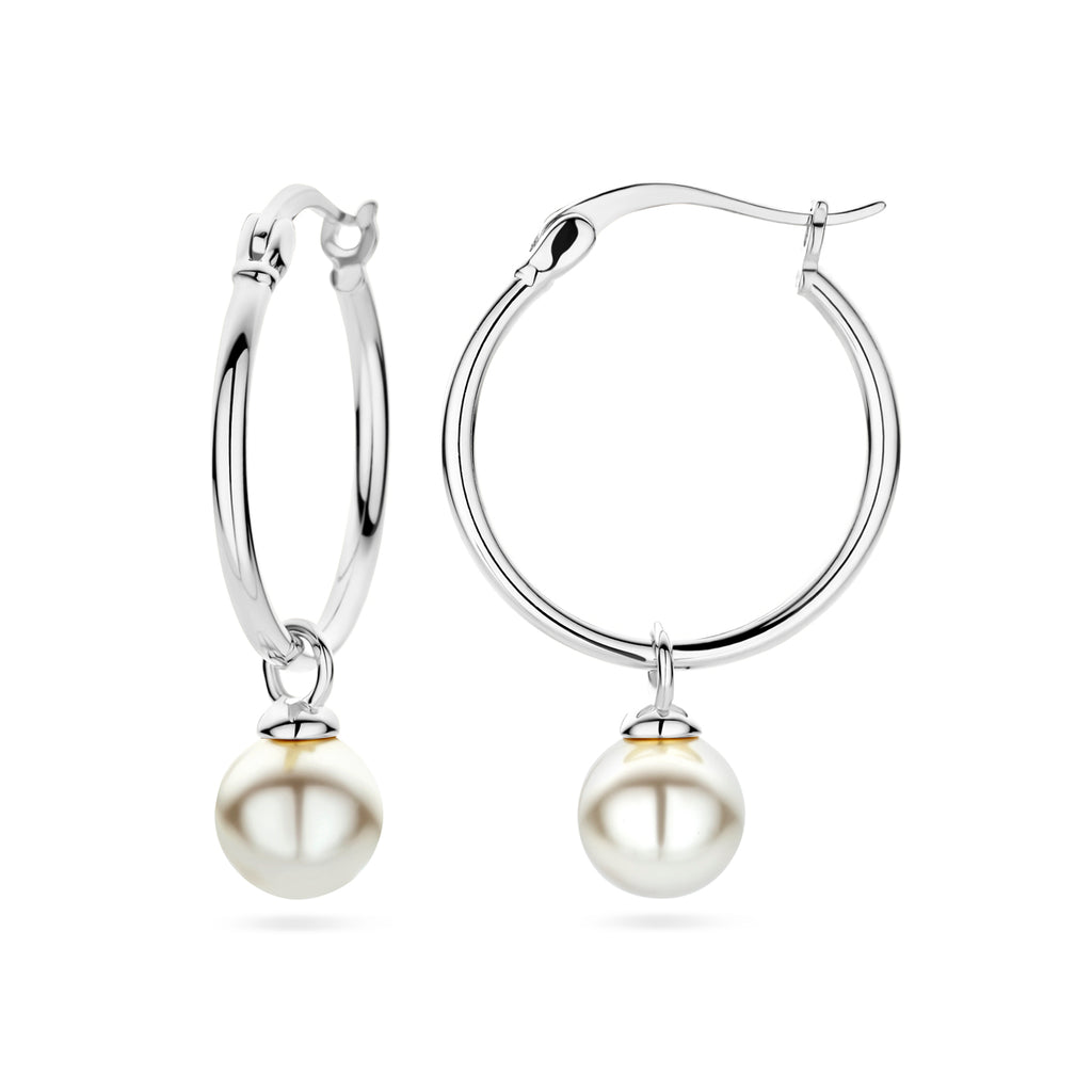 oorringen synth. parel zilver gerhodineerd