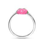 ring aardbei emaille zilver gerhodineerd