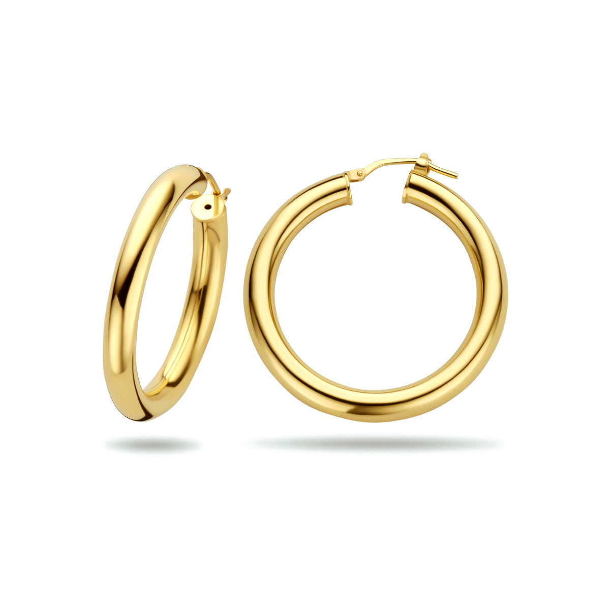 oorringen ronde buis 5,0 mm zilver verguld (geel)