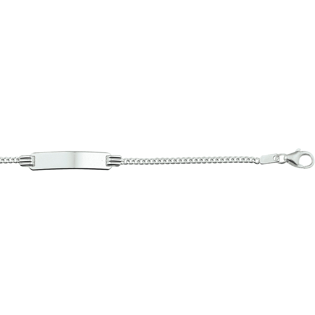 Gravurarmband Gourmet-Kette 4 Seiten geschliffene Platte 4,8 mm Silber weiß