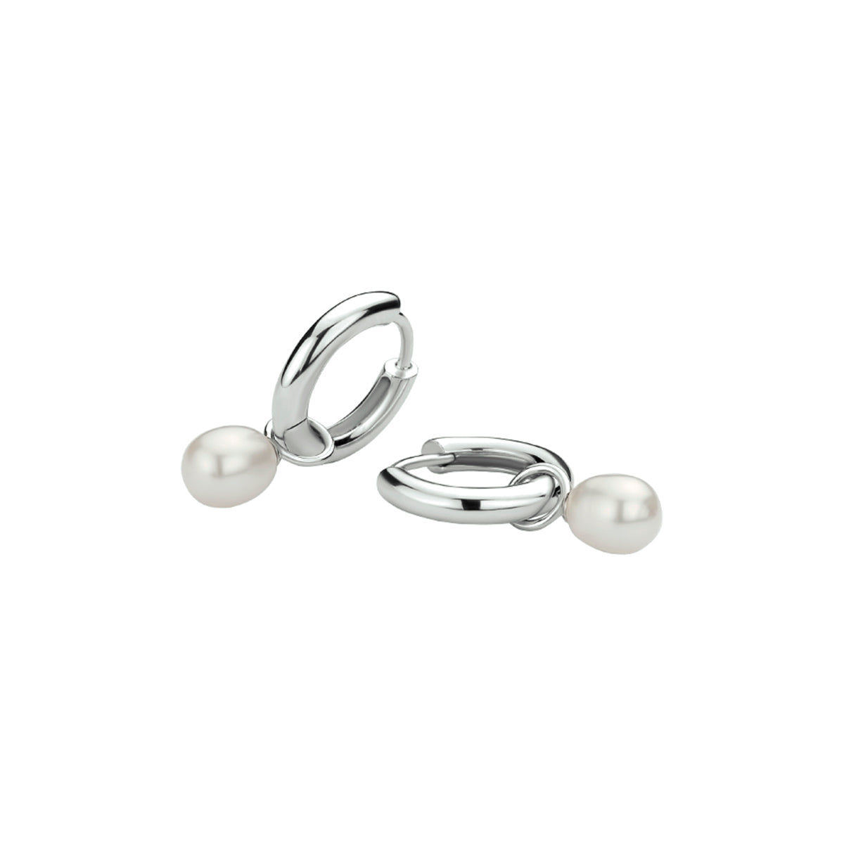 klapoorringen parel zilver gerhodineerd