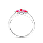 ring bloem emaille zilver gerhodineerd