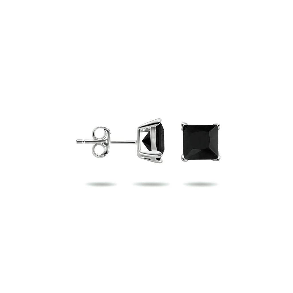 Ohrstecker schwarz Zirkonia Silber rhodiniert