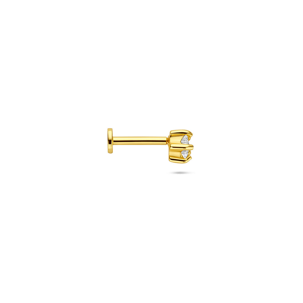 flat back piercing ster zirkonia 1 micron zilver verguld (geel)