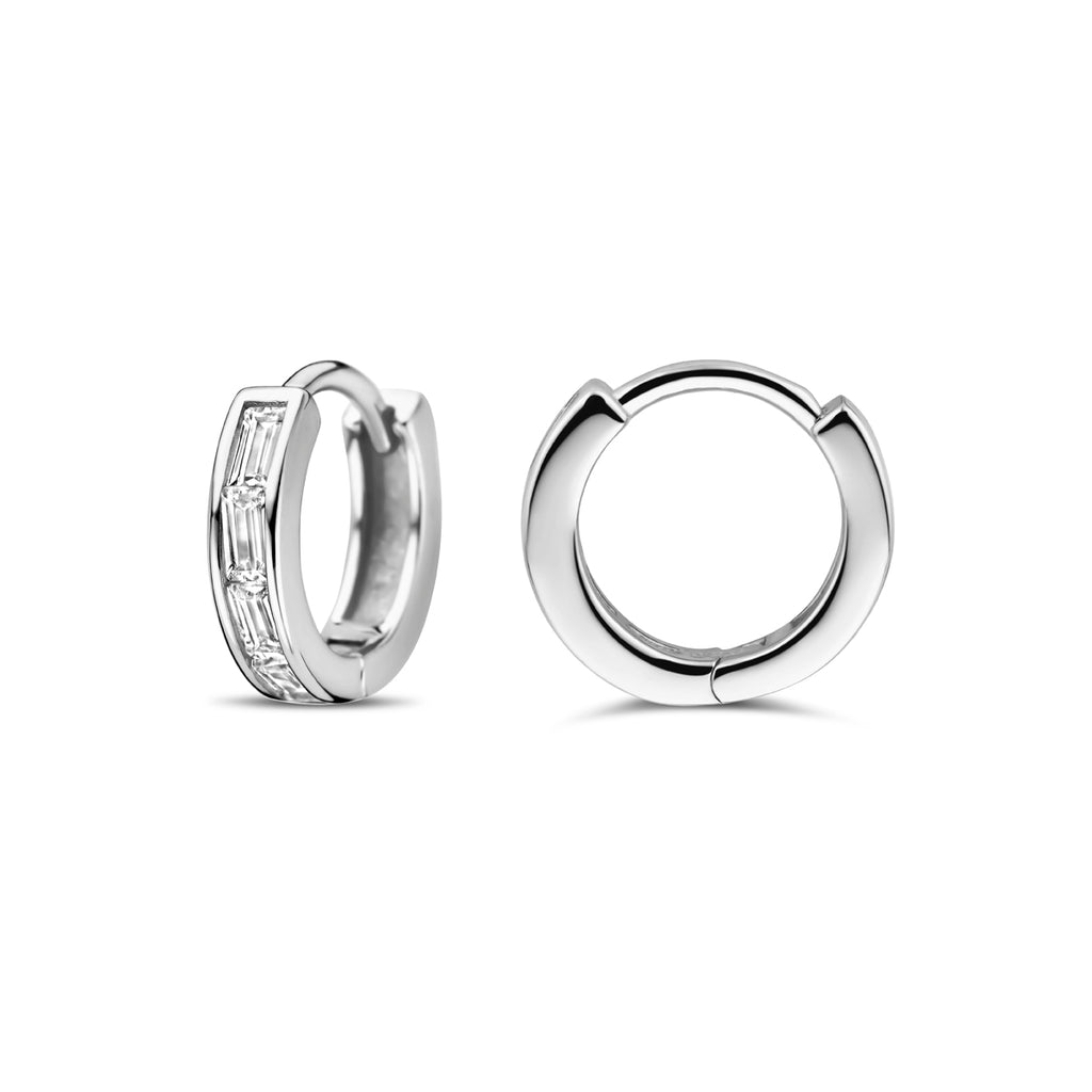 Klappohrringe Zirkonia 10 mm Silber rhodiniert