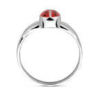 ring lieveheersbeestje emaille zilver wit
