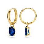 klapoorringen blauw zirkonia 14K geelgoud
