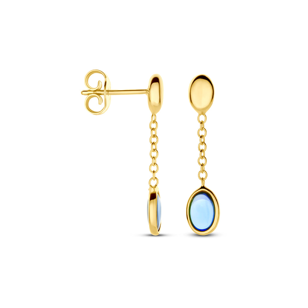 oorhangers london blue topaas 26 mm 14K geelgoud