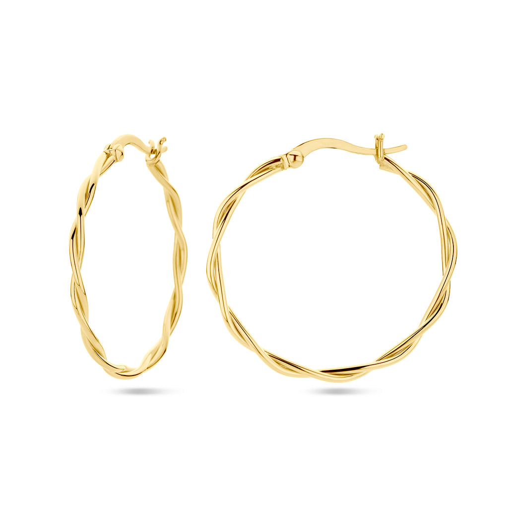 oorringen gedraaide buis 2,0 mm 1 micron zilver verguld (geel)