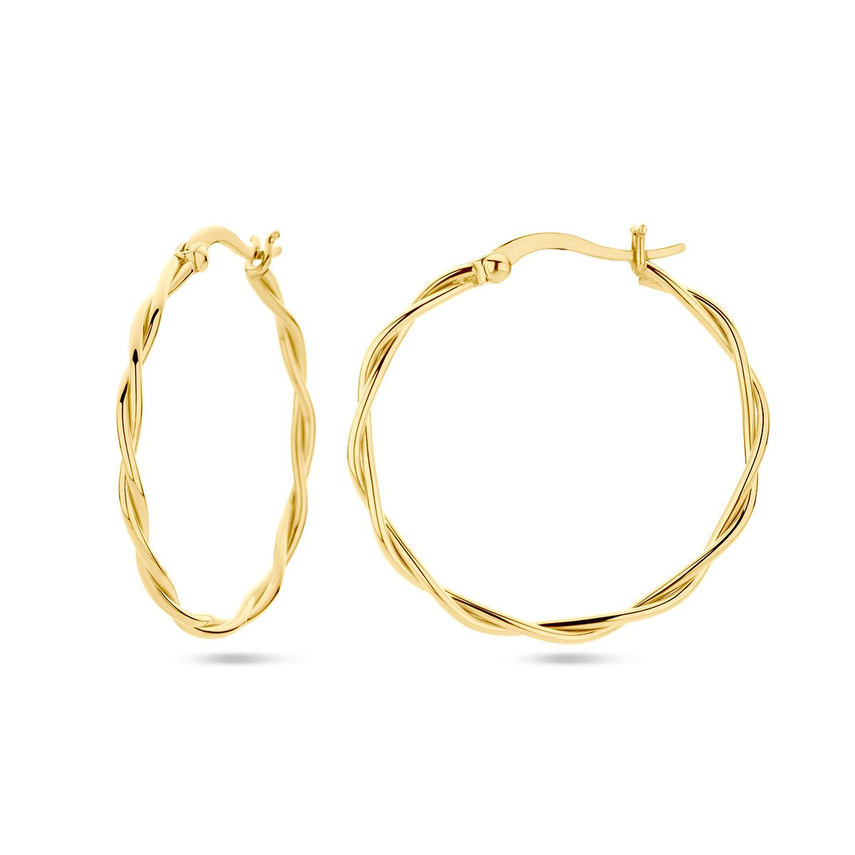 oorringen gedraaide buis 2,0 mm 1 micron zilver verguld (geel)