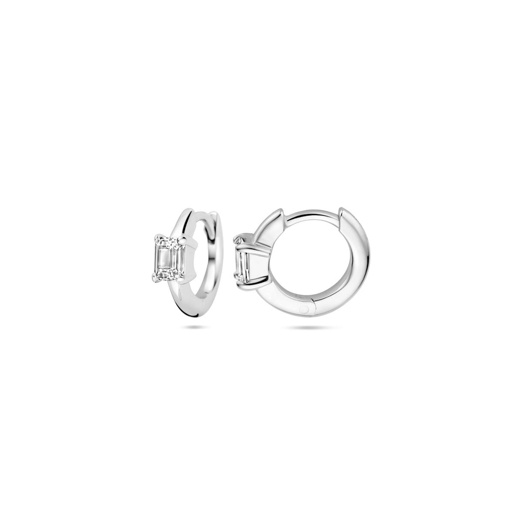 klapoorringen zirkonia 10 mm zilver gerhodineerd
